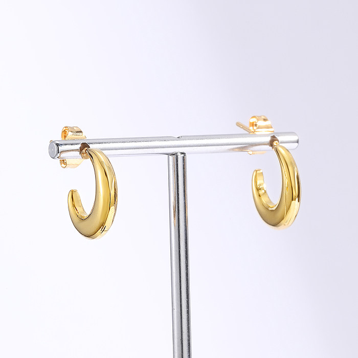 1 Pair Basic Modern Style Solid Color Moon Plating Stainless Steel  18K Gold Plated Ear Studs