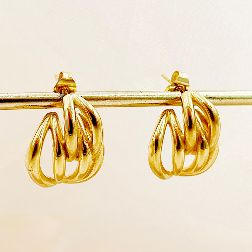 1 Pair Sweet Commute Fruit Banana Stainless Steel  Metal Polishing Plating Gold Plated Ear Studs