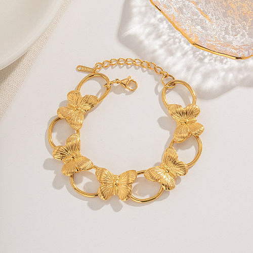 Simple Style Butterfly Stainless Steel Plating 18K Gold Plated Bracelets