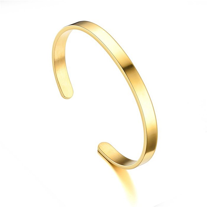Retro C Shape Letter Stainless Steel Plating Bangle 1 Piece