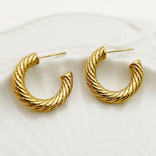 1 Pair Simple Style C Shape Solid Color Plating Stainless Steel  Gold Plated Earrings