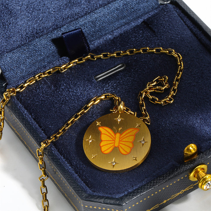 Collar pendiente plateado oro 18K del acero inoxidable de la mariposa de Streetwear del estilo simple elegante a granel