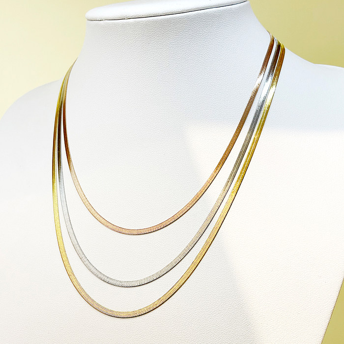 Casual Vacation Classic Style Solid Color Stainless Steel  Layered Polishing Plating Gold Plated Layered Necklaces