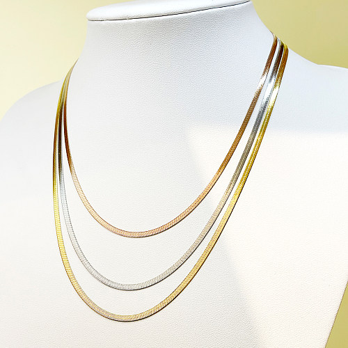 Casual Vacation Classic Style Solid Color Stainless Steel  Layered Polishing Plating Gold Plated Layered Necklaces
