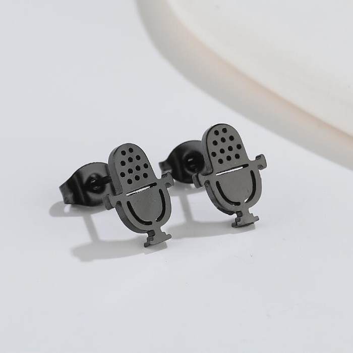 1 paire de clous d'oreilles plaqués en acier inoxydable, Instrument de musique à la mode