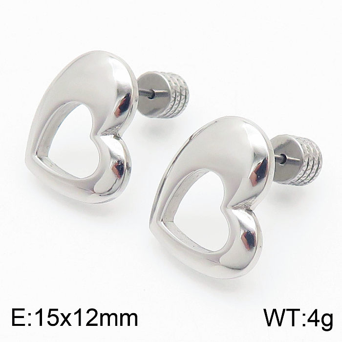 Stainless Steel  Hollow Heart-shaped Fashion Earrings Wholesale jewelry