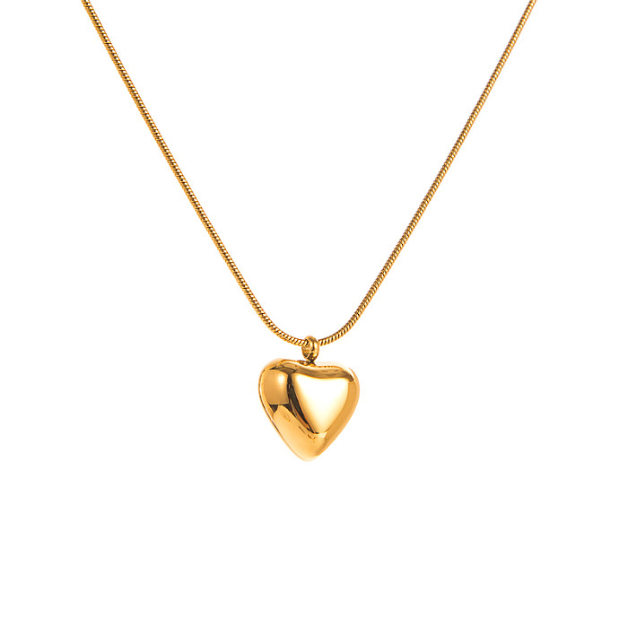 Retro Devil'S Eye Heart Shape Butterfly Stainless Steel  Gold Plated Zircon Pendant Necklace 1 Piece