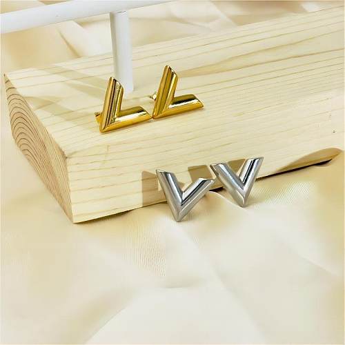 1 Pair IG Style Commute Letter Plating Hollow Out Stainless Steel  18K Gold Plated Ear Studs