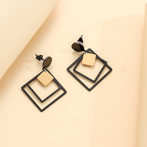 1 Pair Simple Style Rhombus Plating Stainless Steel  Gold Plated Drop Earrings