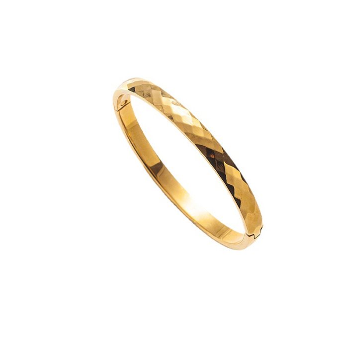 Simple Style Solid Color Titanium Steel Plating 18K Gold Plated Bangle