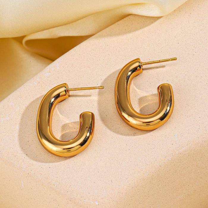 1 Pair Lady Streetwear Geometric Plating Stainless Steel  18K Gold Plated Ear Studs
