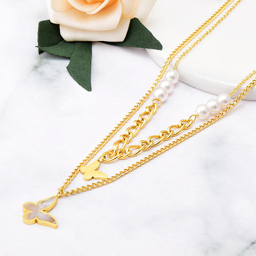 Simple Style Butterfly Stainless Steel Chain Necklace 1 Piece