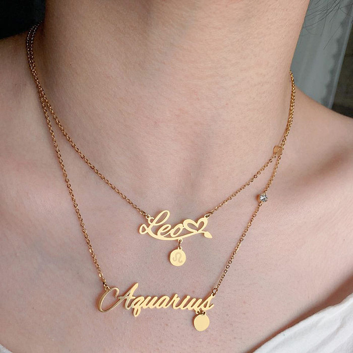 Collar chapado en oro de acero inoxidable con constelación de estilo simple