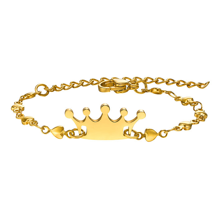 Pulseiras banhadas a ouro 18K de aço inoxidável com coroa de estilo simples