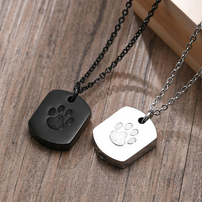 Fashion Geometric Paw Print Stainless Steel Pendant Necklace Plating Stainless Steel  Necklaces
