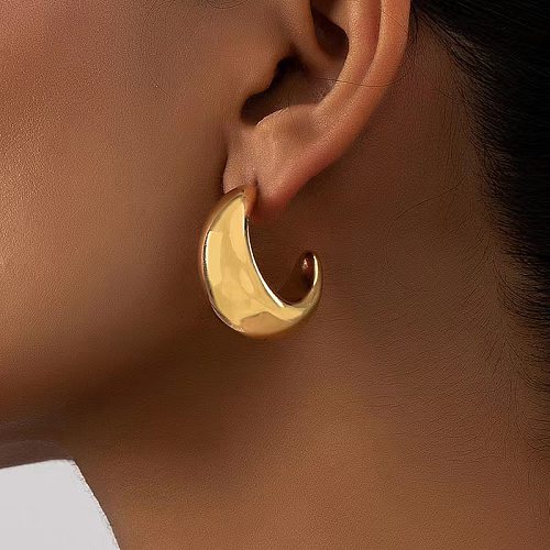 1 paire de clous d'oreilles en acier inoxydable plaqué or 24 carats, Style Simple, couleur unie