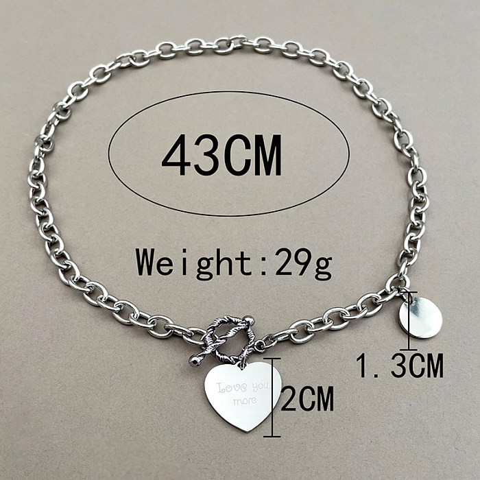 Casual Romantic Simple Style Heart Shape Stainless Steel  Necklace In Bulk