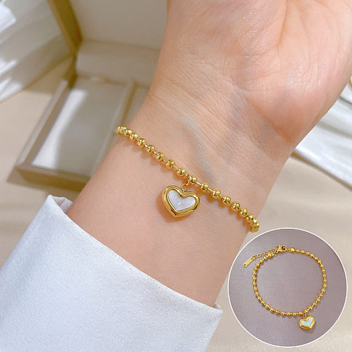 Elegant Heart Shape Titanium Steel Inlay Shell Bracelets