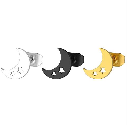Damen-Ohrringe im schlichten Mond-Stil aus Edelstahl ohne eingelegte Ohrstecker mit ausgehöhlten Edelstahl-Ohrringen