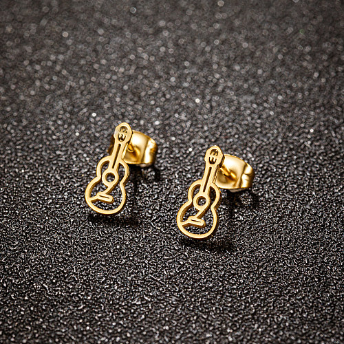 1 Pair Simple Style Cello Polishing Plating Hollow Out Stainless Steel  18K Gold Plated Ear Studs