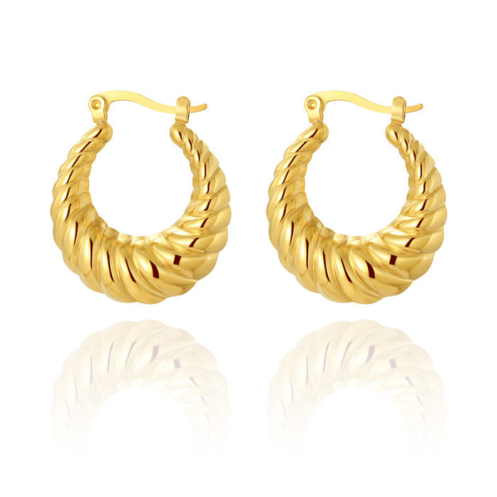 Retro Solid Color Stainless Steel Hoop Earrings Plating Stainless Steel  Earrings