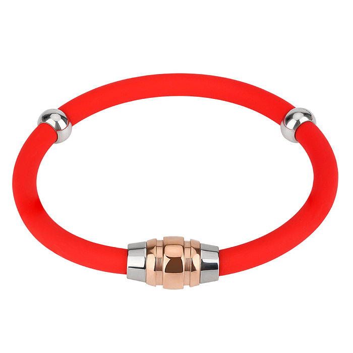 Bracelet en acier titane de gel de silice de couleur unie de style simple pour dame