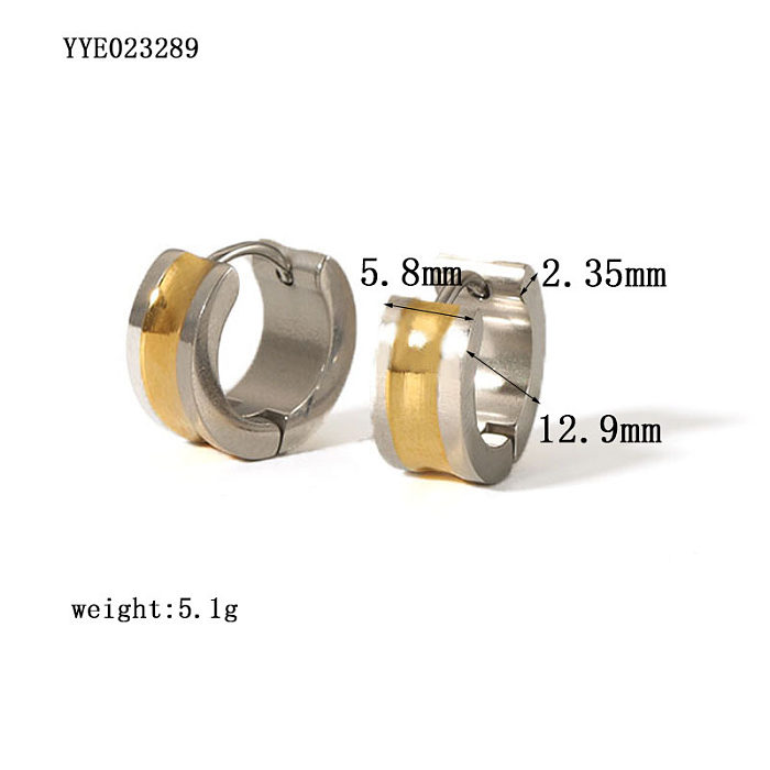 1 Pair Simple Style Round Plating Inlay Stainless Steel  Zircon 18K Gold Plated Earrings