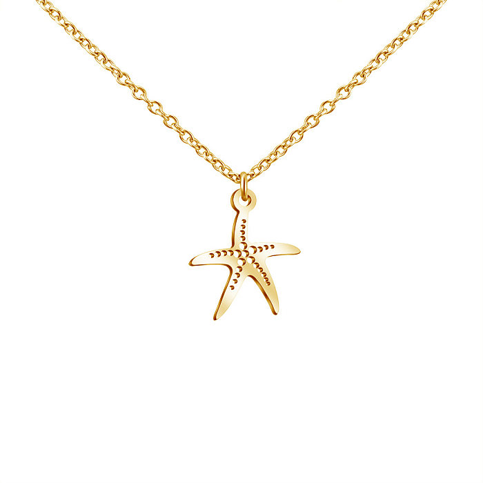 Estilo simples estrela do mar concha colar de aço inoxidável chapeamento colares de aço inoxidável