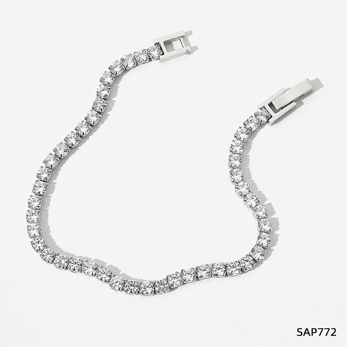 Bracelets en zircon plaqué acier inoxydable géométrique Glam
