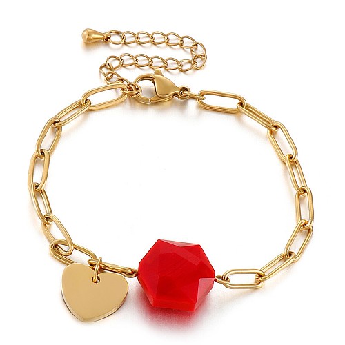 Bracelet réglable en forme de cœur en acier inoxydable, vente en gros de bijoux