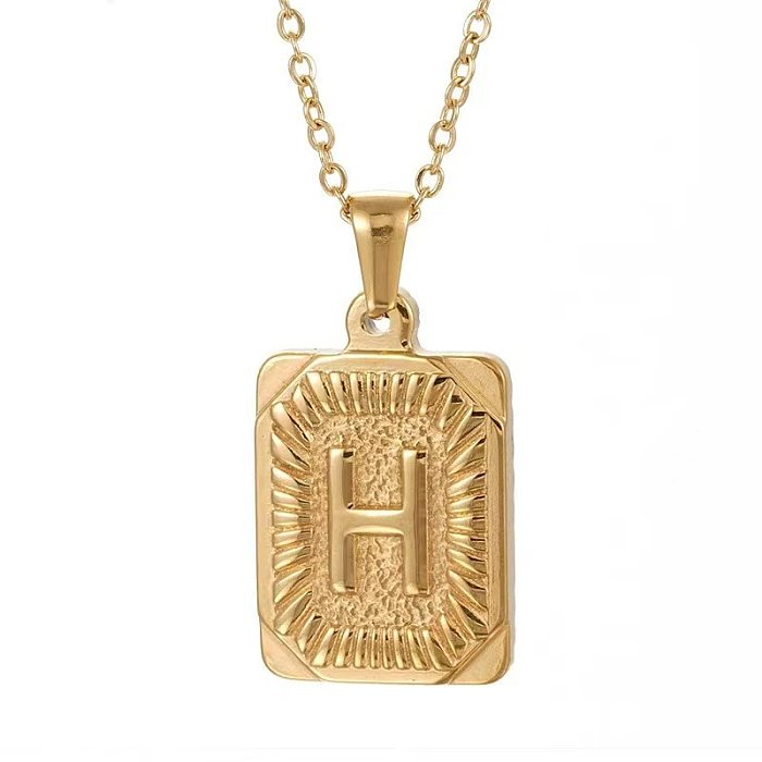 Collier pendentif plaqué or avec lettre hip-hop en acier inoxydable