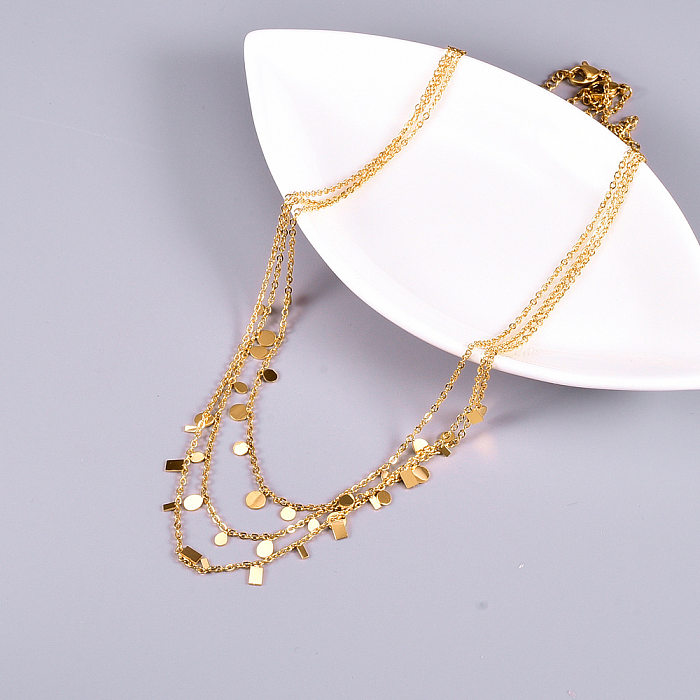 Jóias moda gota de água forma disco colar de aço inoxidável jóias por atacado