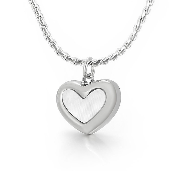 Sweet Heart Shape Stainless Steel  Plating Shell Pendant Necklace 1 Piece