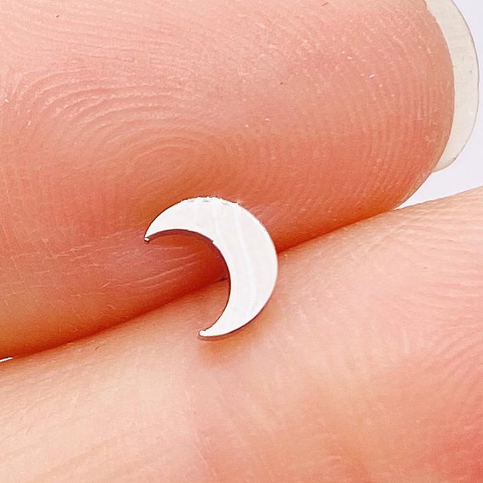 1 Piece Simple Style Moon Smiley Face Snowflake Stainless Steel  Ear Studs