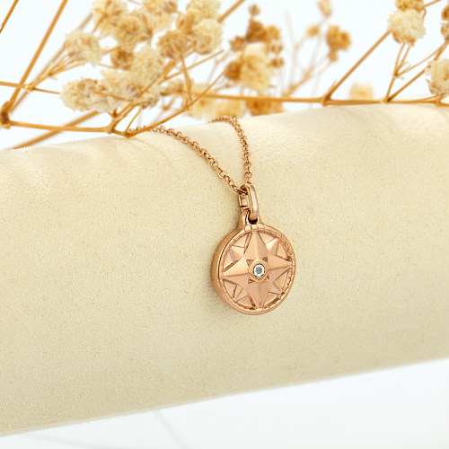 Casual Simple Style Star Stainless Steel  Plating Inlay Zircon Gold Plated Pendant Necklace