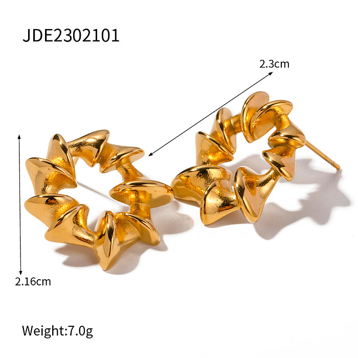 1 par de brincos IG Style The Answer com revestimento irregular de aço inoxidável banhado a ouro 18K