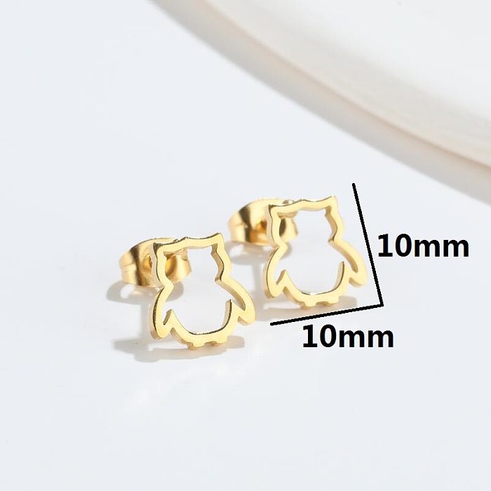 Simple Style Owl Stainless Steel Ear Studs Plating No Inlaid Stainless Steel  Earrings
