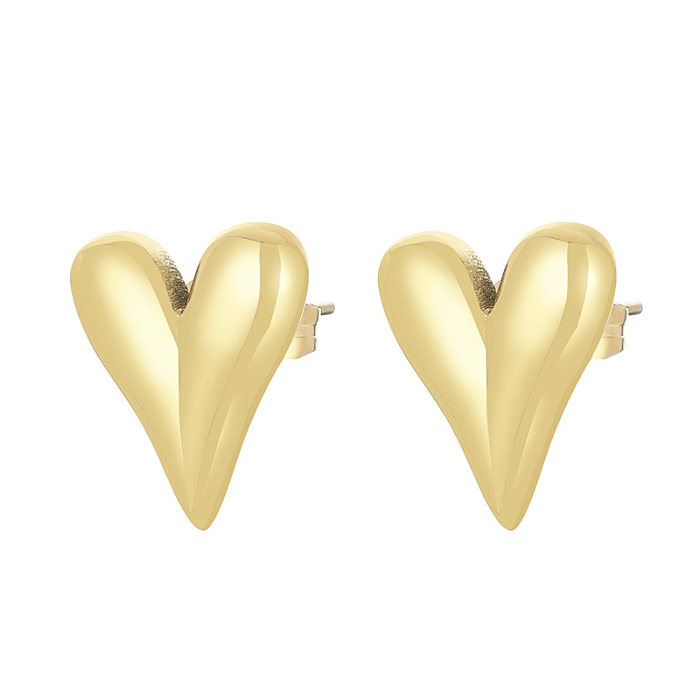 Fashion Heart Shape Stainless Steel  Plating Drop Earrings 1 Pair