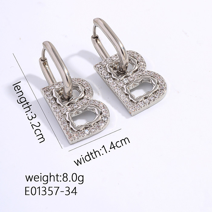 1 Pair Hip-Hop Vintage Style Letter Plating Inlay Stainless Steel Zircon Gold Plated Silver Plated Drop Earrings