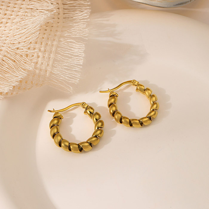 1 Pair Basic Solid Color Plating Stainless Steel  Gold Plated Earrings