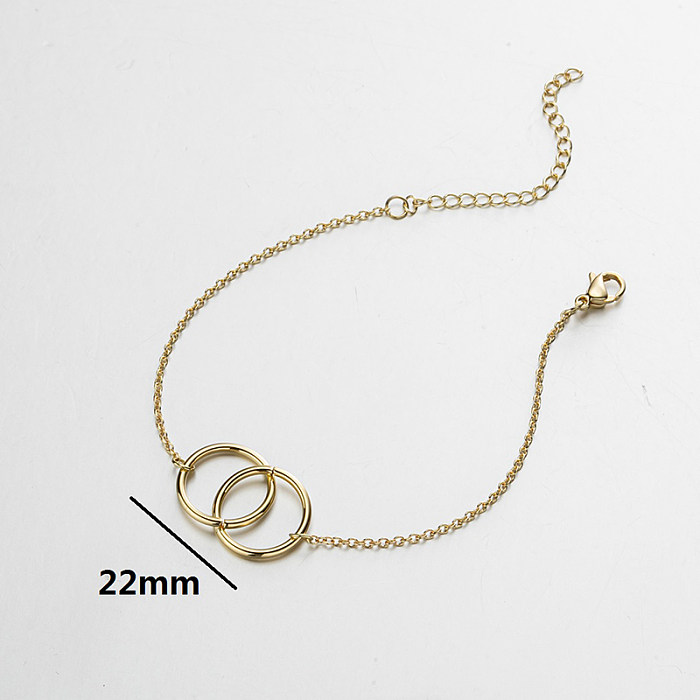 Casual Simple Style Classic Style Double Ring Stainless Steel 18K Gold Plated Bracelets In Bulk