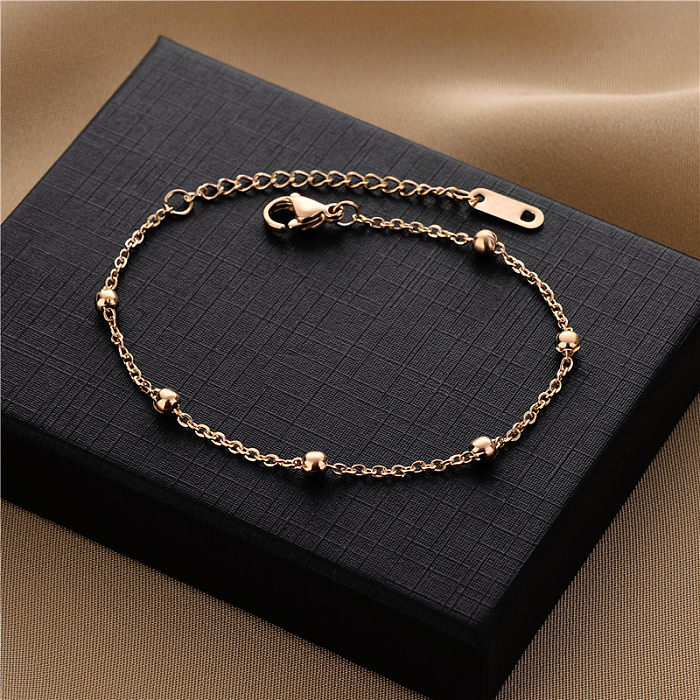 Simple Style Round Titanium Steel Chain Bracelets 1 Piece