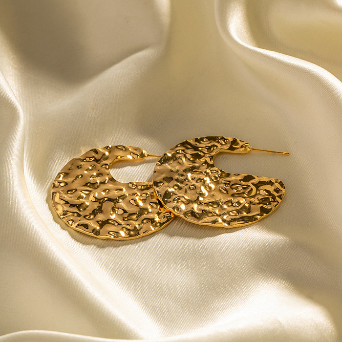 زوج واحد من أقراط أذن مطلية بالذهب عيار 1 قيراط على الطراز الكوري بتصميم هندسي من الفولاذ المقاوم للصدأ