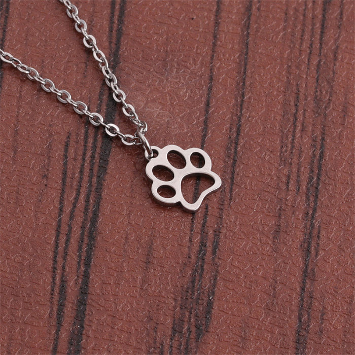Wholesale Simple Dog Paw Pendant Stainless Steel  Necklace jewelry