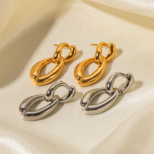 1 Pair IG Style Simple Style Irregular Chain Plating Stainless Steel  18K Gold Plated Drop Earrings