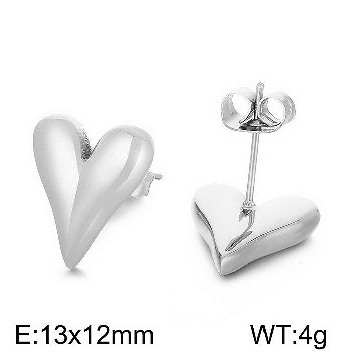 1 Pair Bridal Shiny Heart Shape Plating Stainless Steel  18K Gold Plated Drop Earrings Ear Studs
