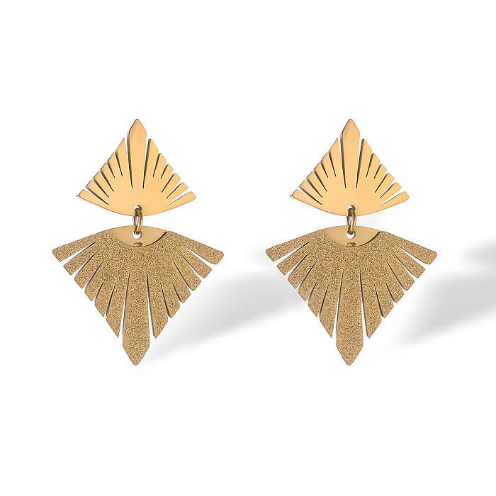 1 paire de boucles d'oreilles pendantes en acier inoxydable et Zircon plaqué or 18 carats, Style Simple, incrustation de placage géométrique