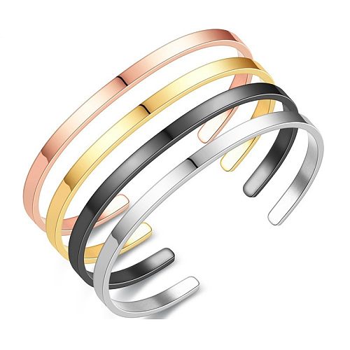 Bracelet de placage de polissage en acier inoxydable, couleur unie, Style Simple, 1 pièce