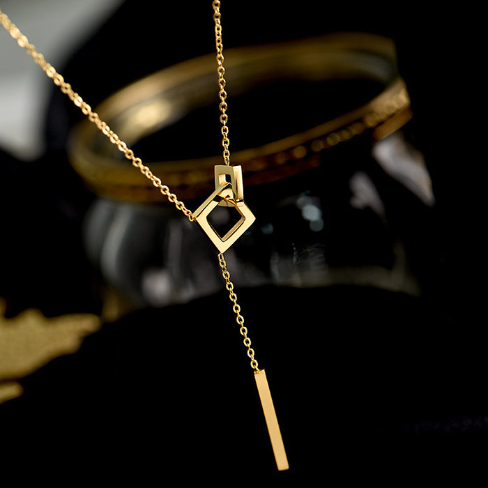 Luxus Mode Edelstahl Halskette Femal Modische Quaste Schlüsselbein Kette