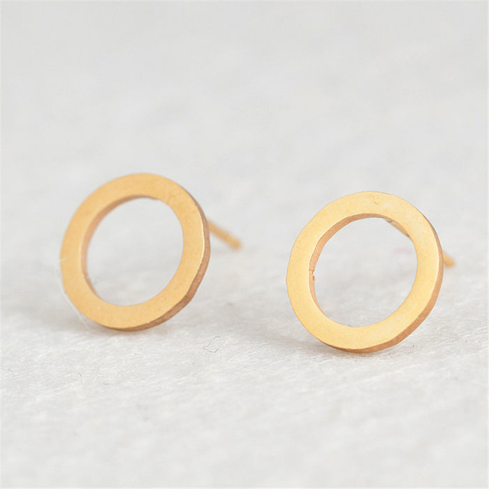Simple Hollow Round Stainless Steel  Earrings Wholesale